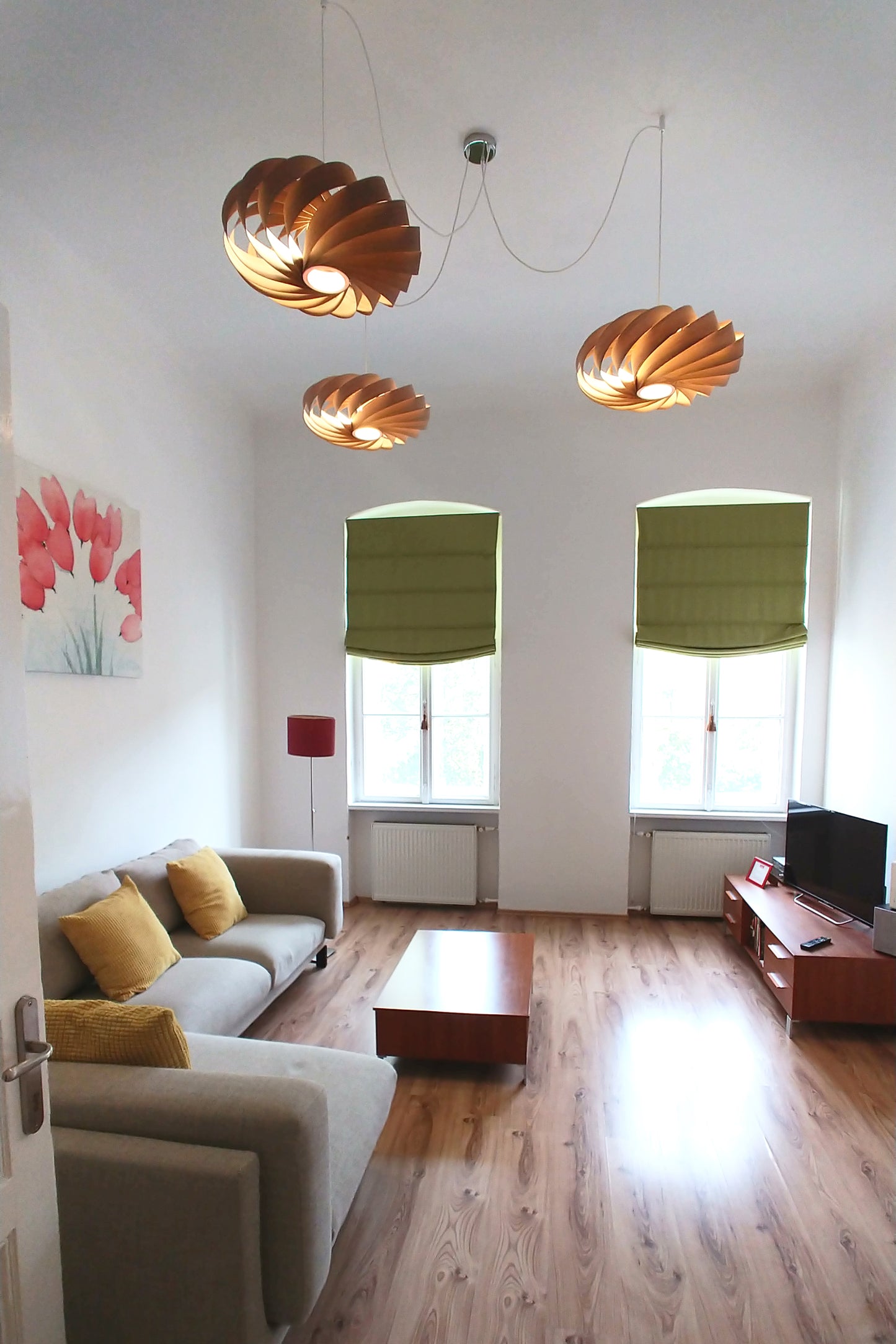 L06C, 80cm Handmade cherry veneer pendant lamp