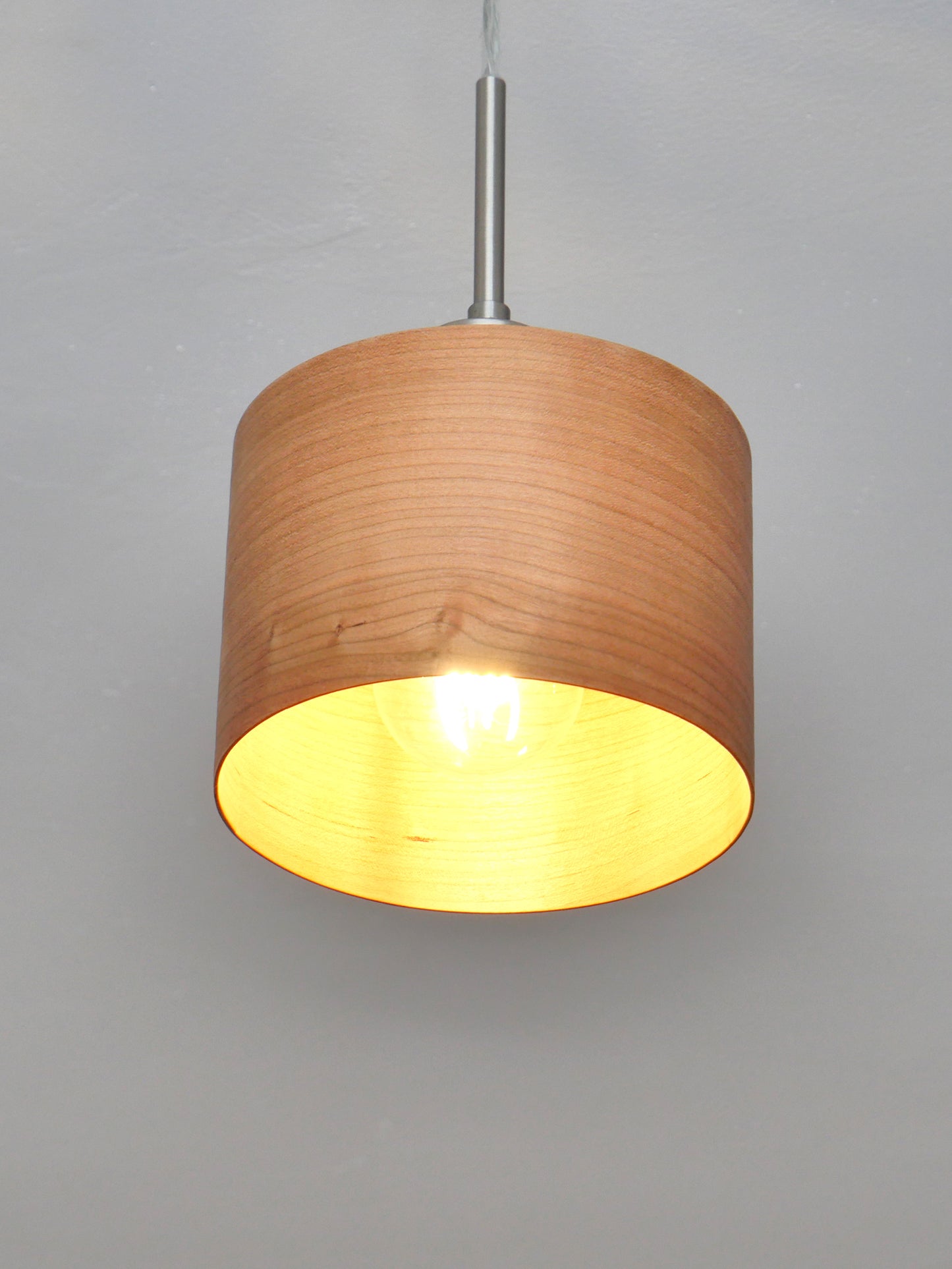 L24 C Handmade Cherry wood veneer pendant Lamp