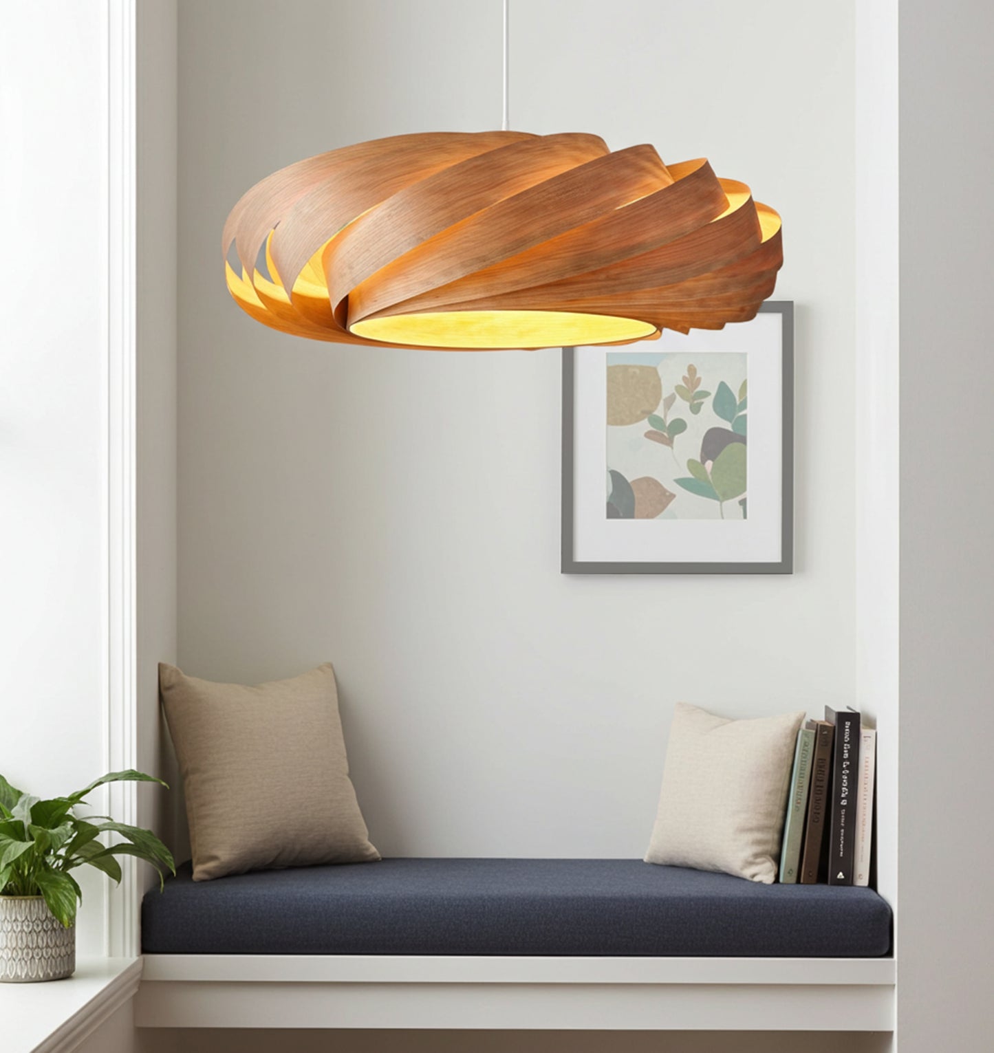 L06C, 70-80cm Handmade cherry wood pendant lamp