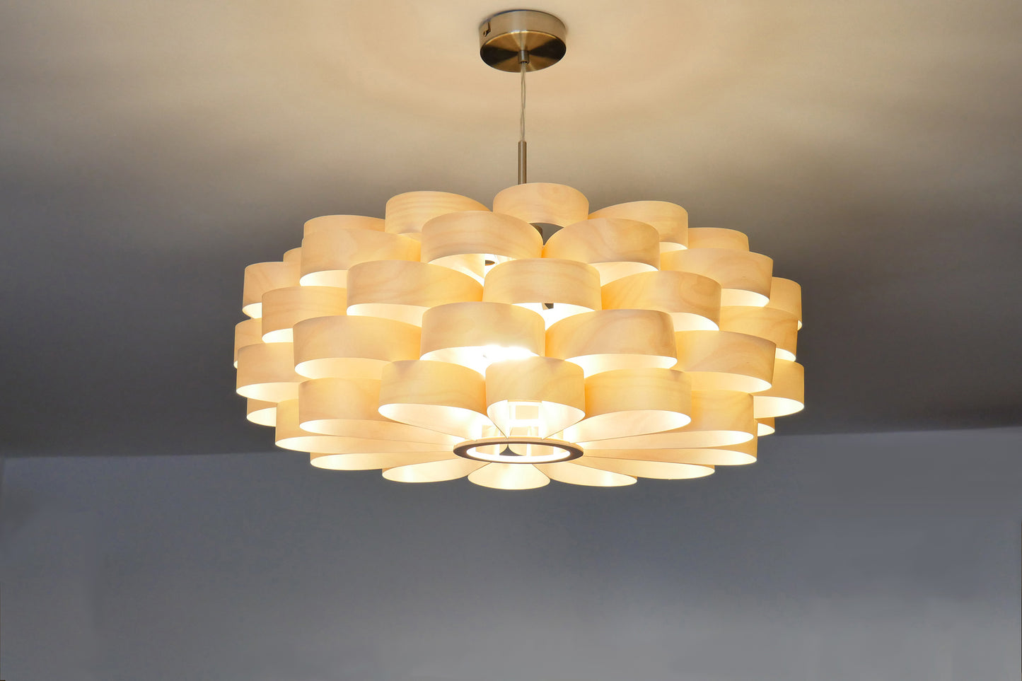 L09B, 60-70cm Handmade pendant lamp from birch veneer