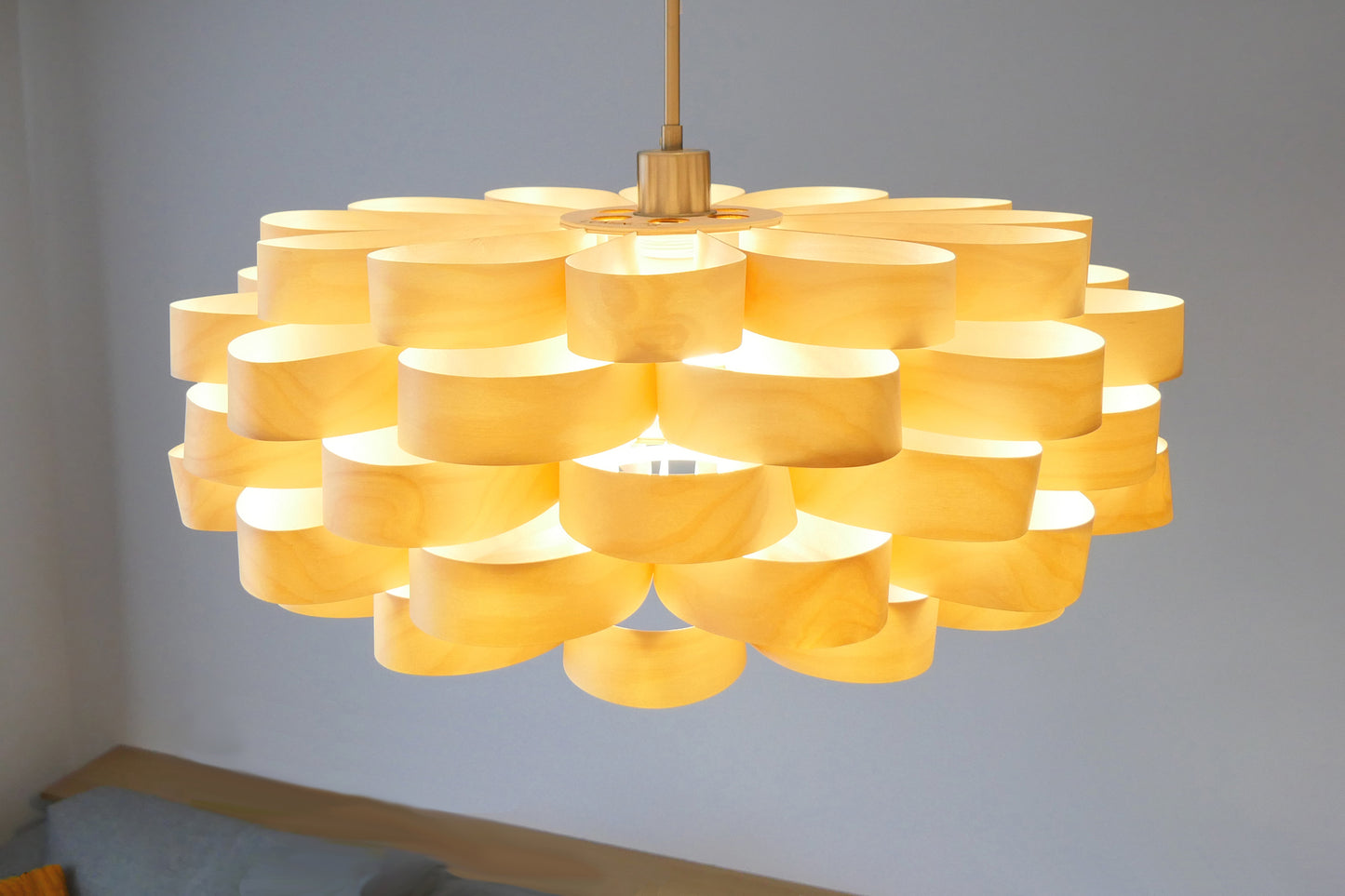L09B, 60-70cm Handmade pendant lamp from birch veneer