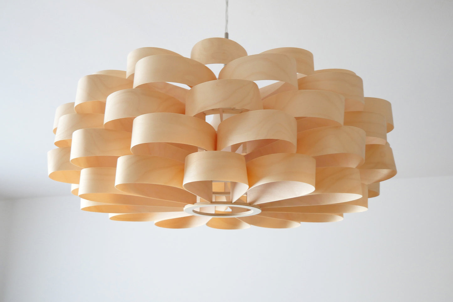 L09B, 60-70cm Handmade pendant lamp from birch veneer