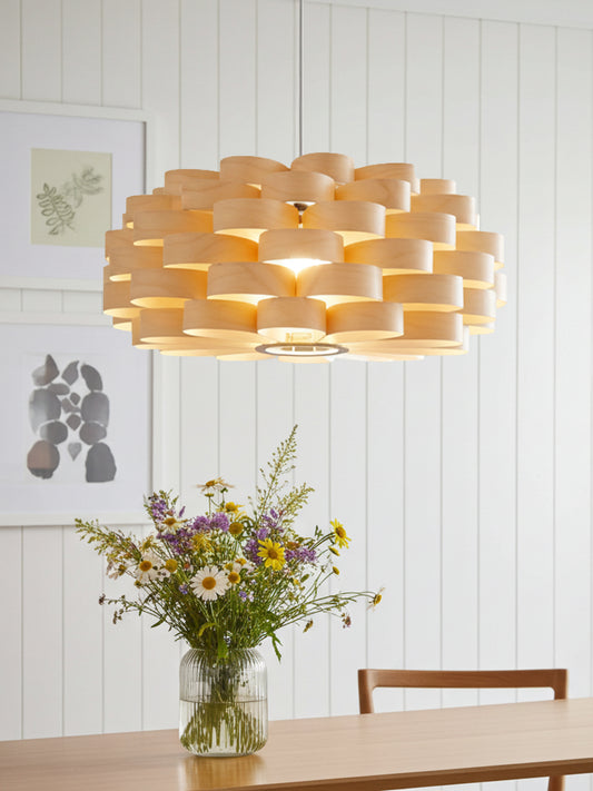 L09B, 60-70cm Handmade  birch wood pendant lamp