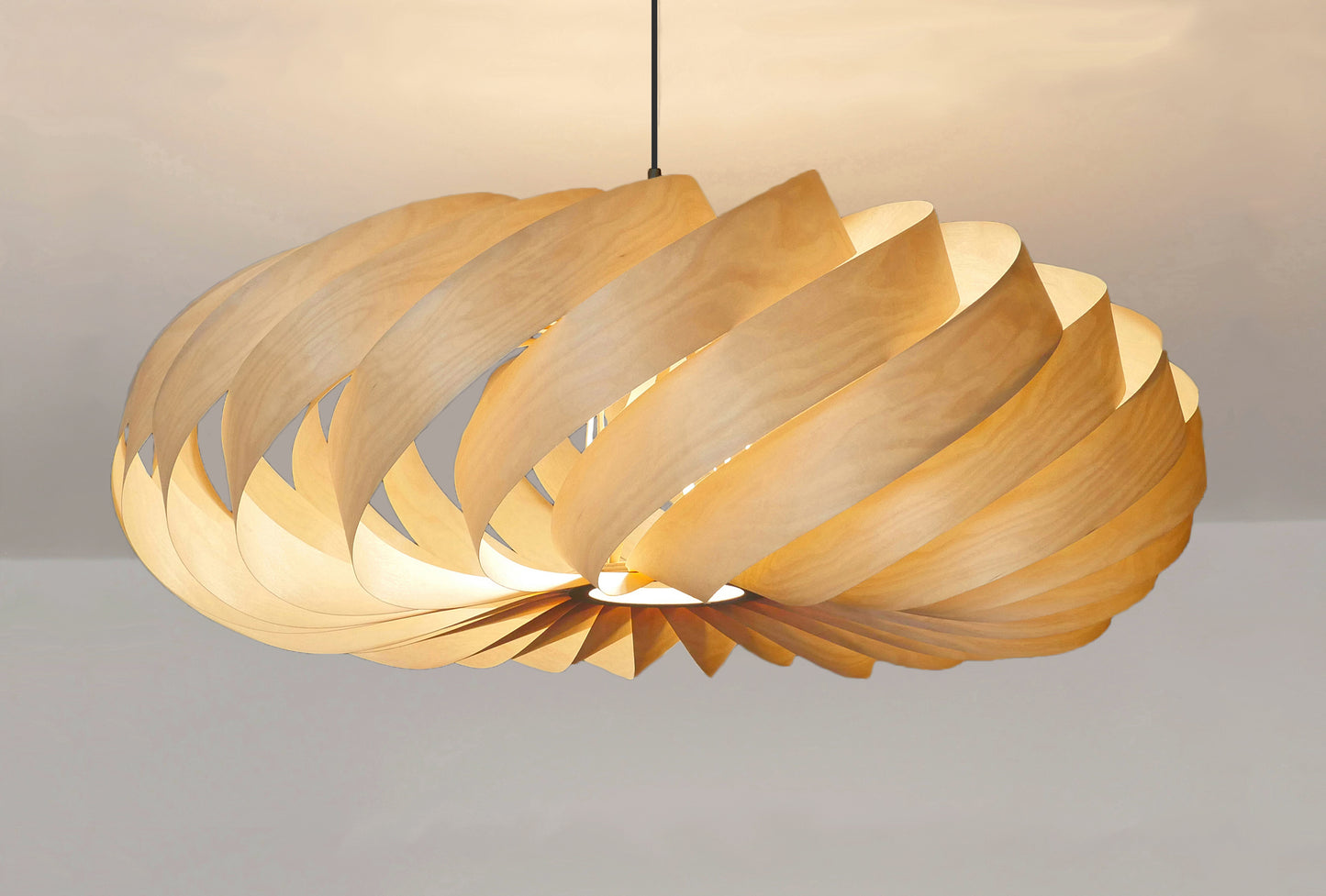 L14B, 80cm Handmade  birch wood pendant lamp