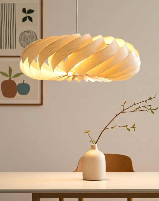 L14B, 80cm Handmade  birch wood pendant lamp