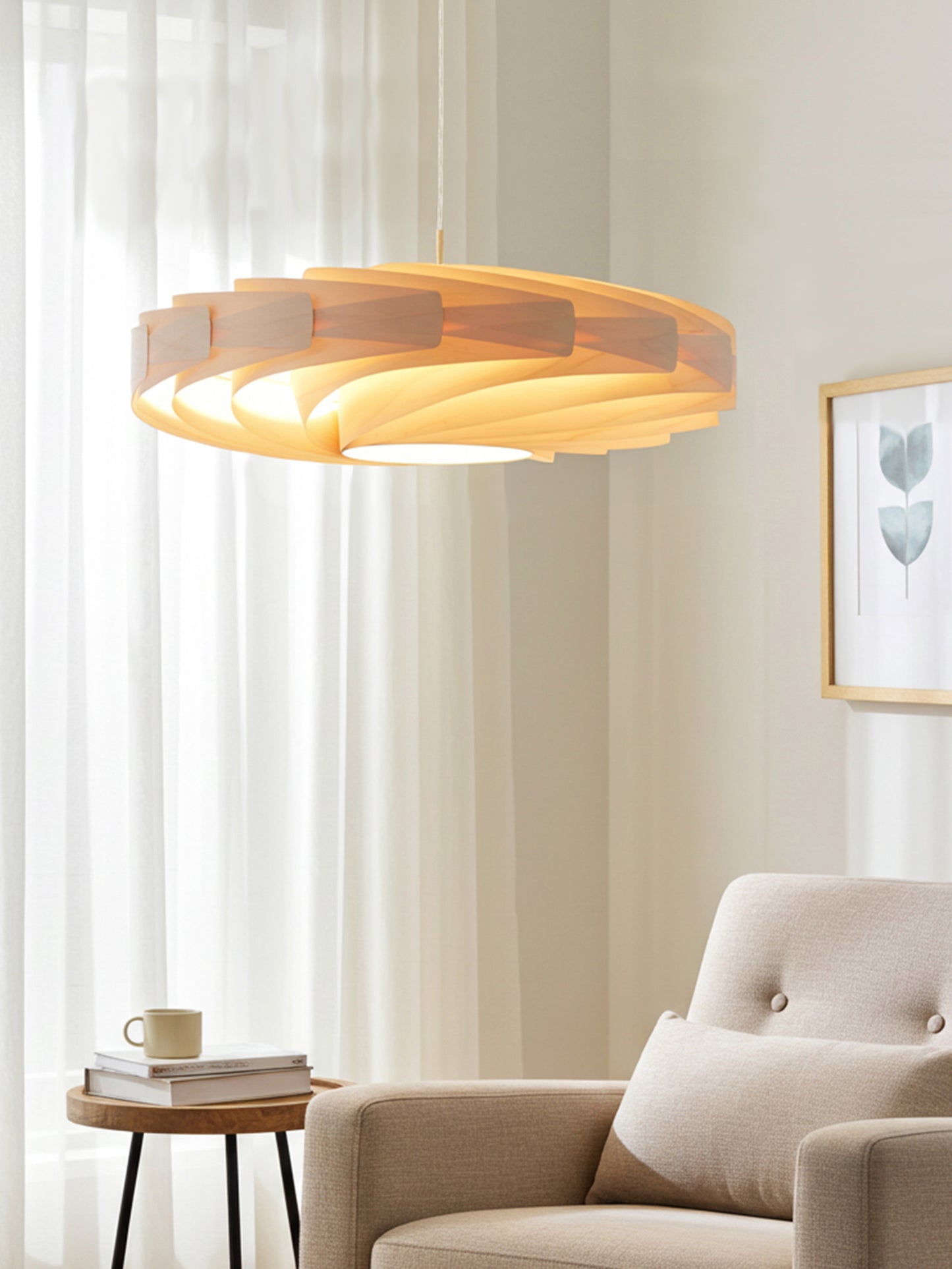 L21B, 60-80cm Handmade  birch wood pendant lamp