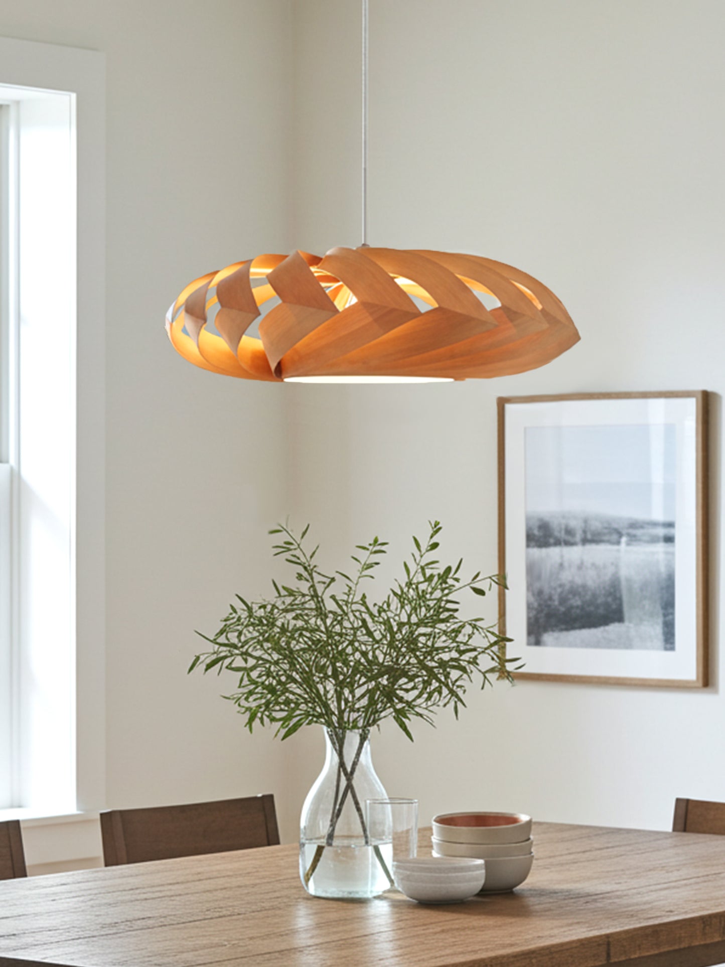 L22C, 70-80cm Handmade cherry wood pendant lamp