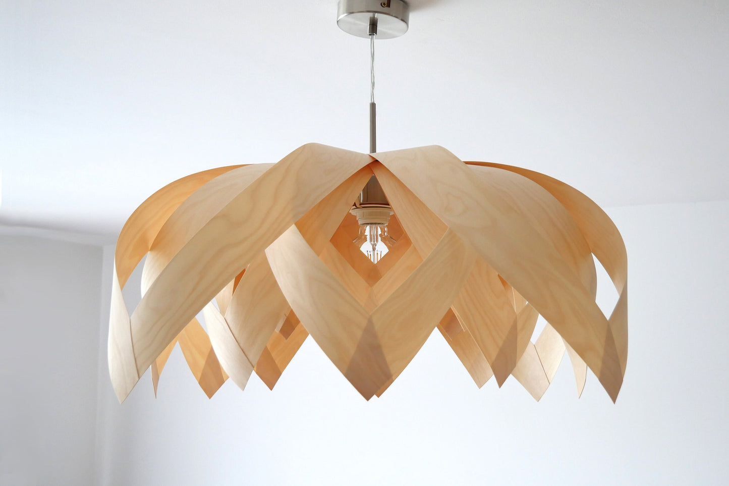 L18B, 70cm Handmade pendant lamp from birch veneer.