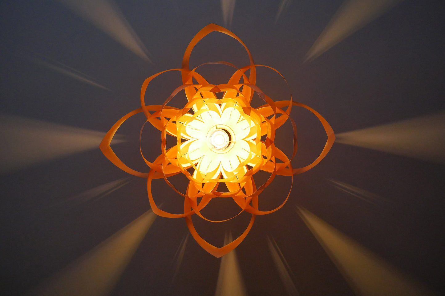 L18B, 90cm Handmade pendant lamp from birch veneer.