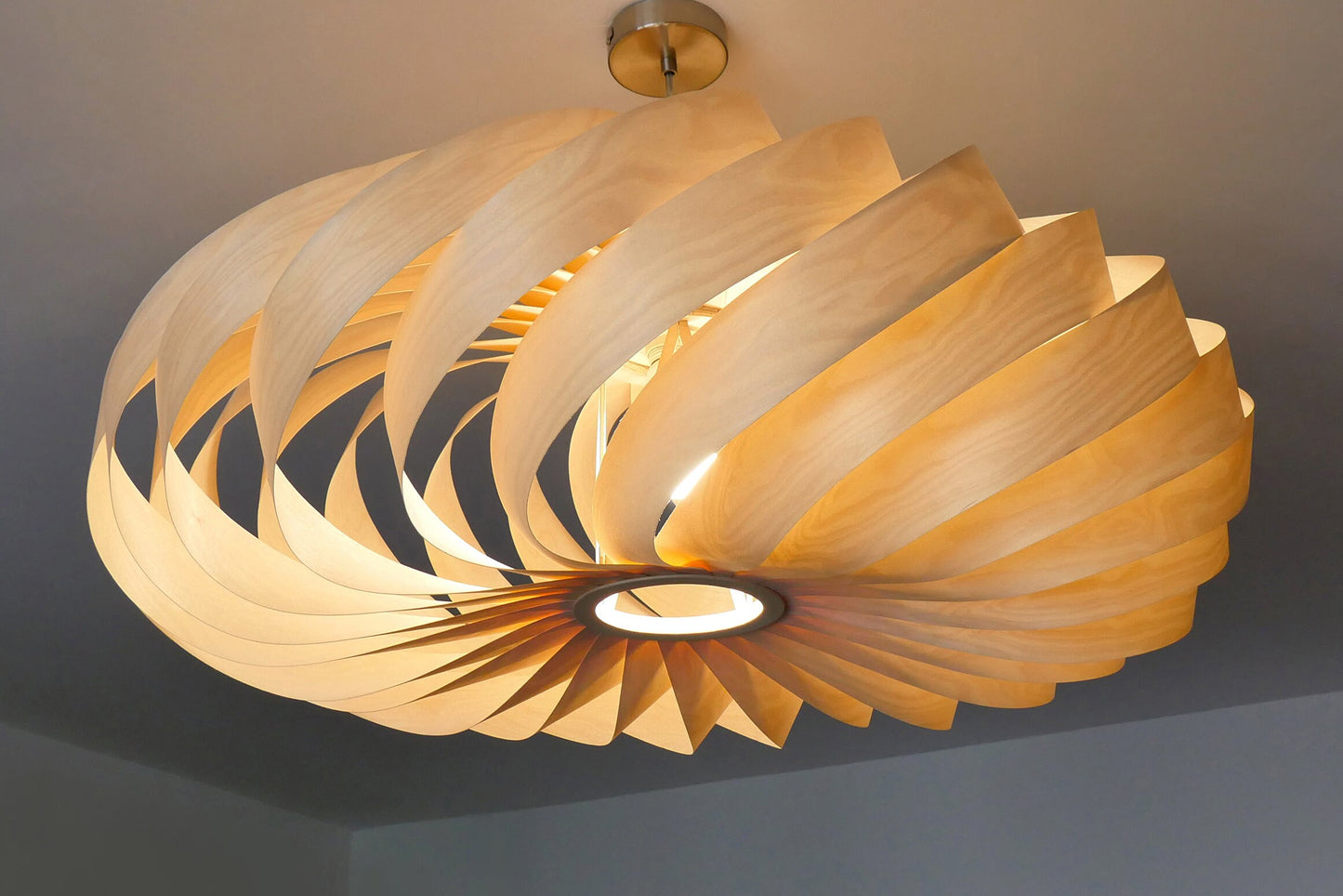 L14B, 80cm Handmade pendant lamp from birch veneer